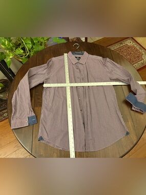 Boss Men's Burgundy Checked Shirt Jacket with Navy Accents
